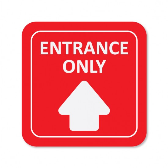 Covid-19 Floor Sticker Entrance Only Red 26x26cm 3pcs